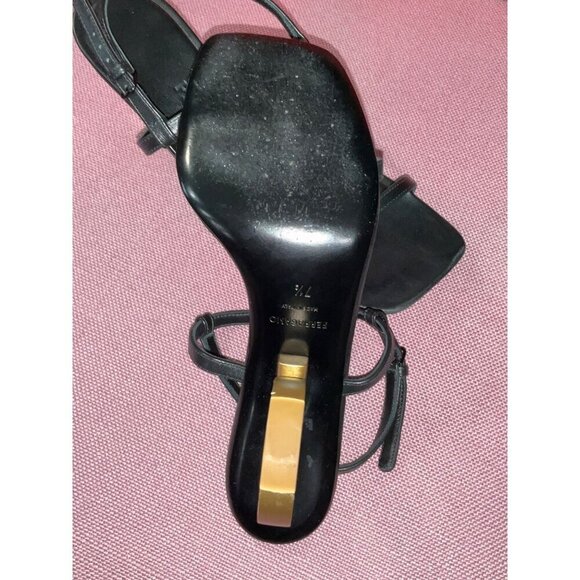 Ferragamo Elina Sandals in Black Leather 7.5 With Box Womens Logo High Heels - Picture 11 of 17